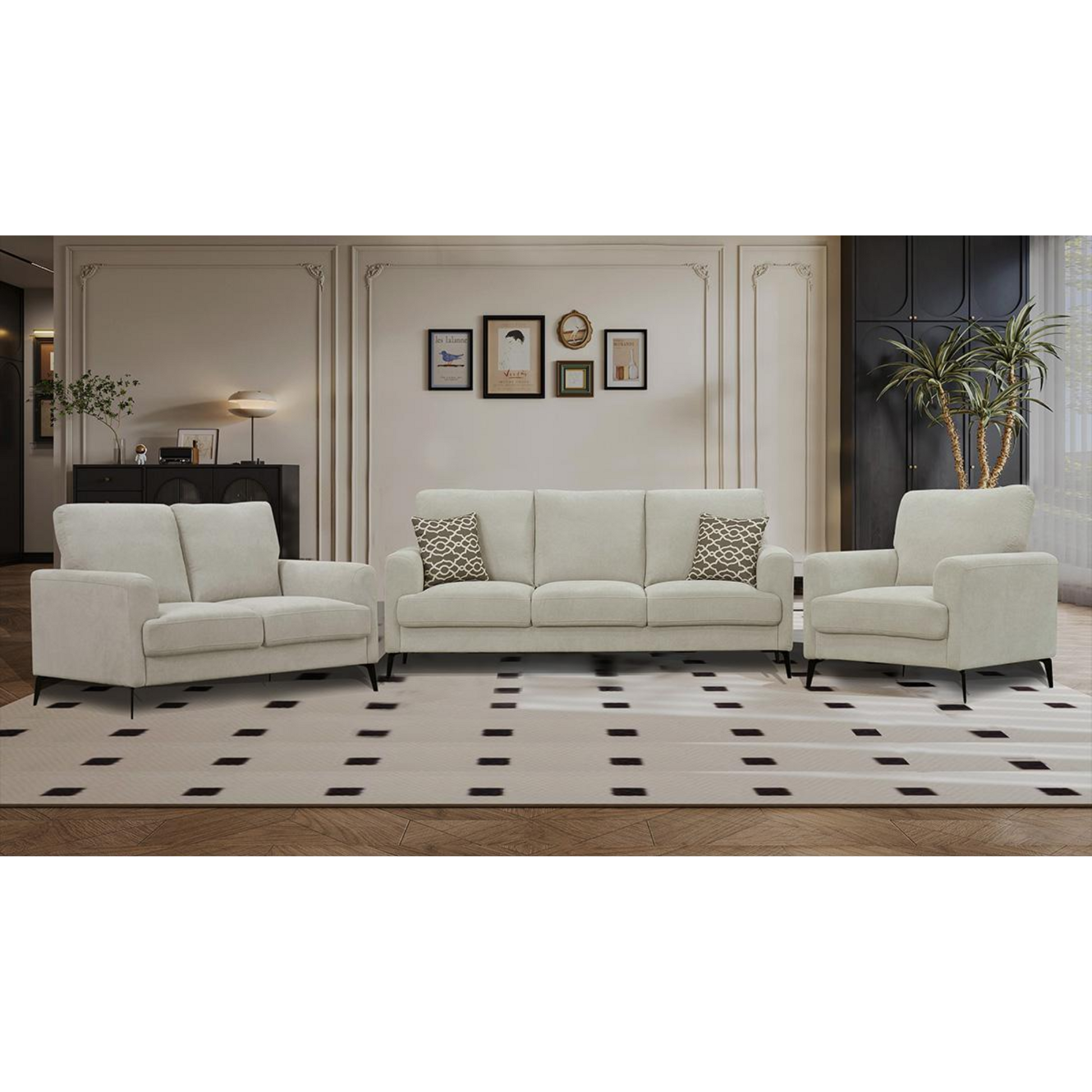 Rhea 3PC Sofa Set in Beige.
