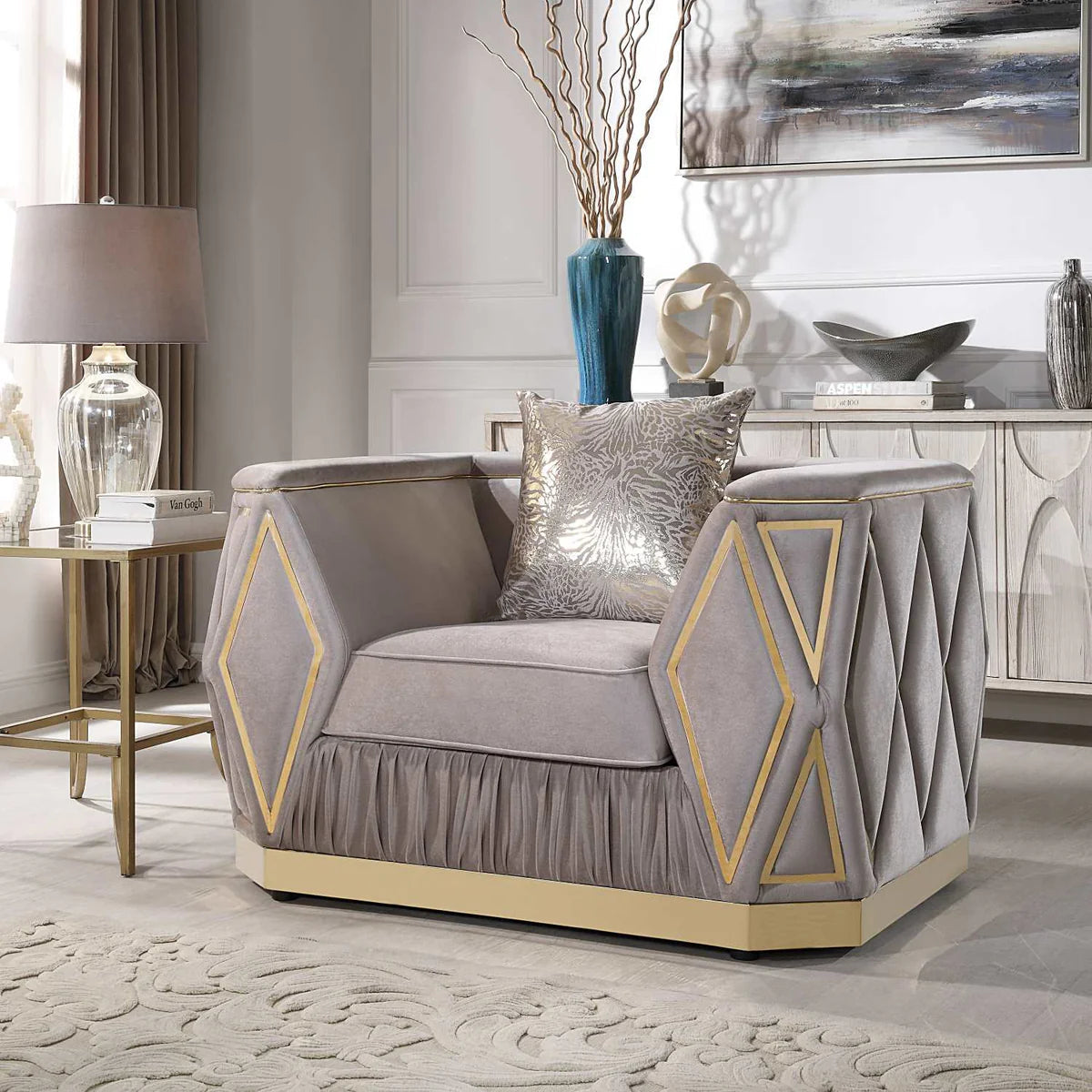 Kibali Velvet Sofa Set with Diamond-patterned Side Panels 8725 Matrix Furniture