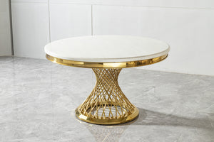 Kim Gold 5 PC Dining Table Set  Modern Round Marble Dining Set