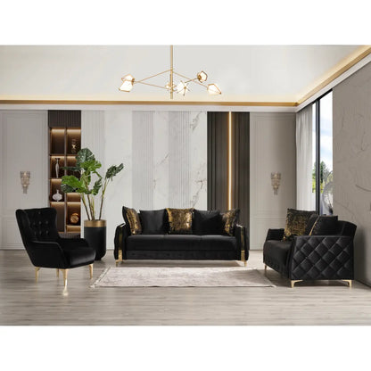 Lust Upholstered Sofa Set In Grey/Black