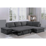 Pullout bed sectional with ottomon