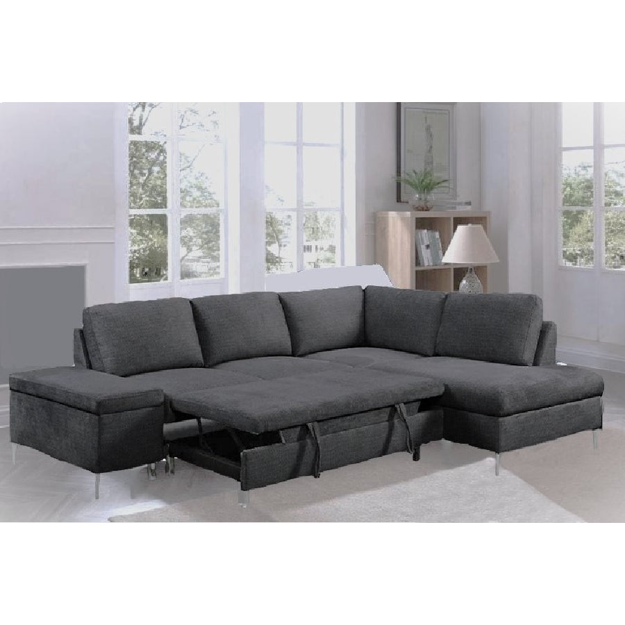 Pullout bed sectional with ottomon