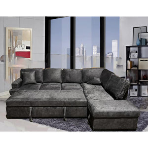 Maldon Sleeper Sectional with Storage Ottomon - Grey