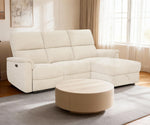 Meadow 2-Piece Chenille Beige Fabric Power Reclining Sectional with Storage Chaise Kwality