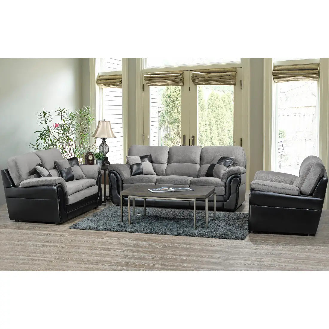 Grey and Pampa black sofa set
