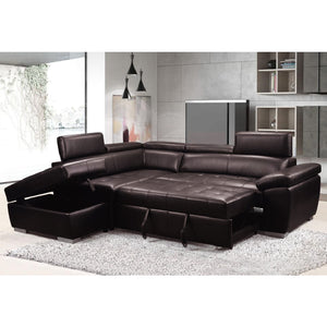 BROWN SECTIONAL SOFA BED LEATHER