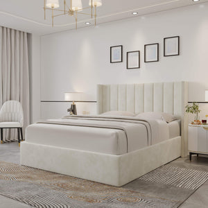 Oliver Hydraulic Lift-Up Storage Bed – Ivory