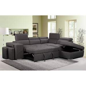 Positani Sleeper Sectional with In-built Functionalities - Dark Grey