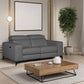 Amiyah Dual Power leather Reclining Loveseat in Grey/Beige