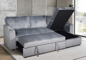 Sleeper Sectional With Reversible Chaise In Grey