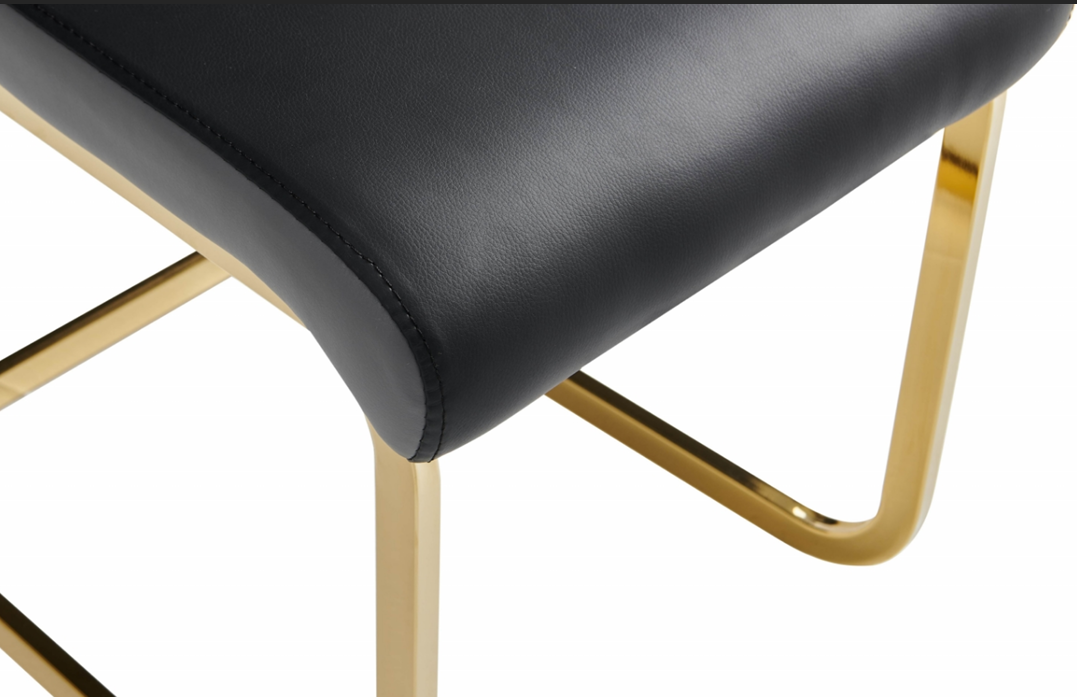 Ryan Black Extendable Sintered Stone  7PC Dining Set with Black and Gold Chairs Amro Furniture
