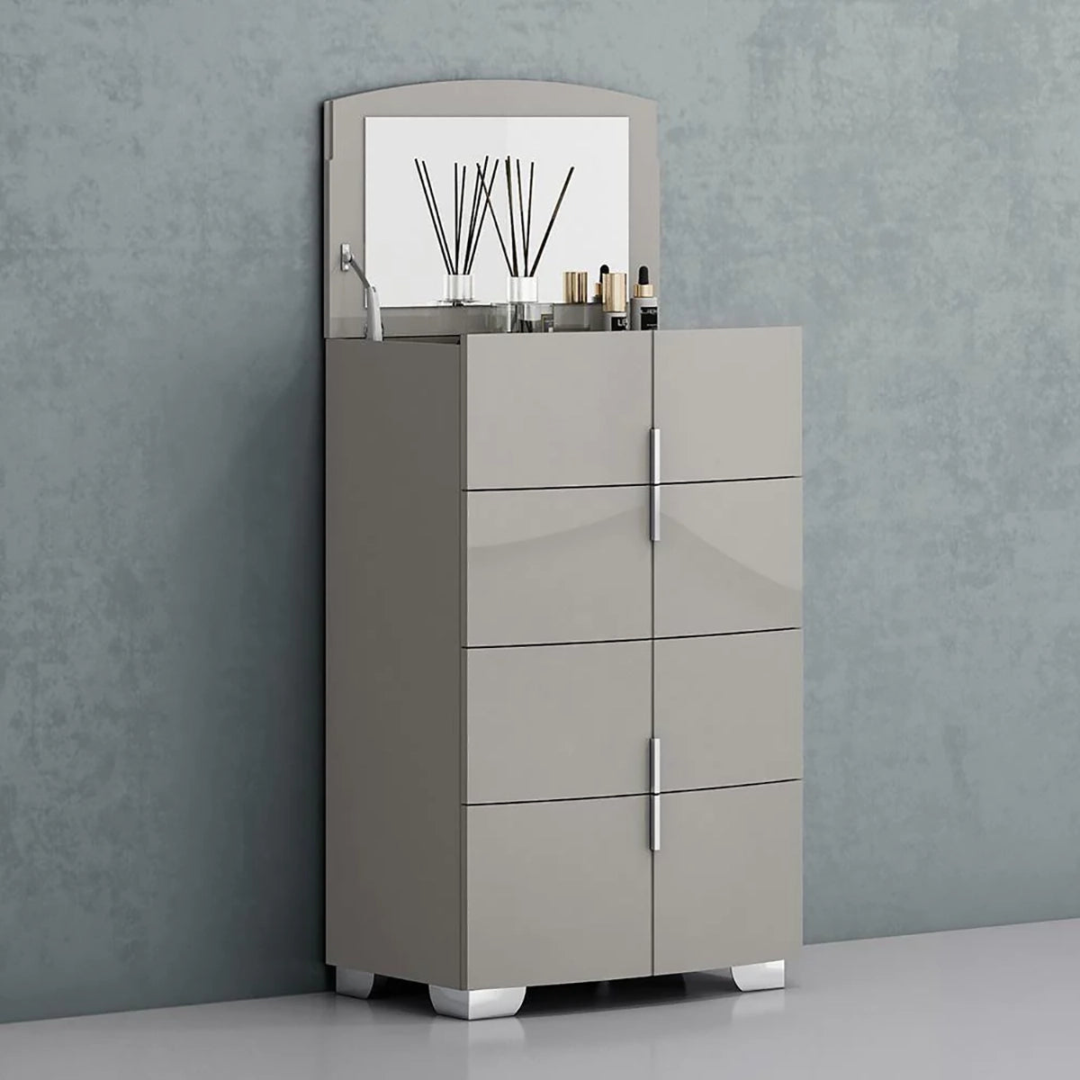 Chrisley Bedroom Set High Gloss light Grey Kwality