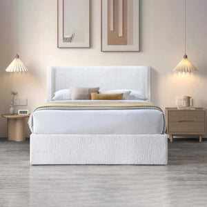 Jasper Lift-Up Storage Boucle Bed – White