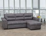 Titus Pull-Out Fabric Sectional Sofa Sleeper in Grey Titus