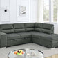 Titus Pull-Out Fabric Sectional Sofa Sleeper in Charcoal Titus