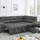Titus Pull-Out Fabric Sectional Sofa Sleeper in Charcoal Titus