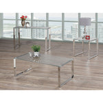 Titus 3-Piece Glass Coffee Table Set in Chrome Titus