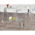 Titus 3-Piece Modern Coffee Table Set in Chrome Titus