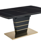 Ryan Black Extendable Sintered Stone  7PC Dining Set with Black and Gold Chairs Amro Furniture