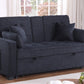 Ethan Chase Dark Grey Pull Out Sofa Bed With USB Ports & Cup Holders