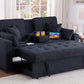 Ethan Chase Dark Grey Pull Out Sofa Bed With USB Ports & Cup Holders