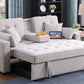 Ethan Chase Light Grey Pull Out Sofa Bed With USB Ports & Cup Holders