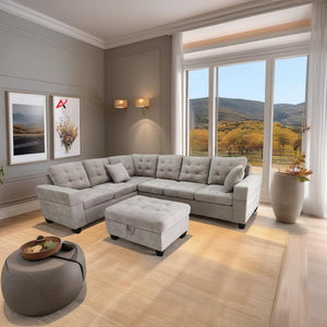 Emerson Sectional Sofa With Storage Ottoman