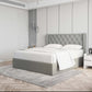 Velets Diva Light Gray Tufted Upholstered Storage Bed with Hydraulic Lift