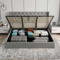Velets Diva Light Gray Tufted Upholstered Storage Bed with Hydraulic Lift