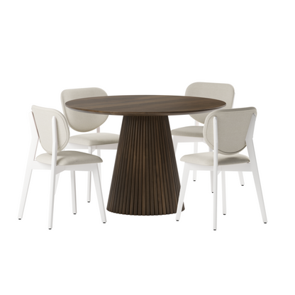 Akira Dining Set in Walnut White Wash