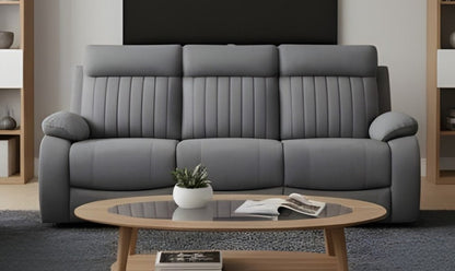 TREVOR MANUAL RECLINING SOFA - GREY Brassex