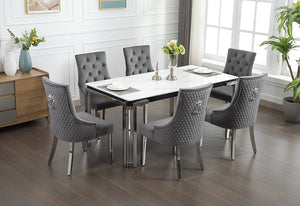 Vel 7PC Dining Set Ceramic MarbleTable IFDC Furniture