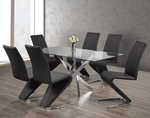 Zee 5PC Dining Set - Glass Table with Black Chairs IFDC Furniture