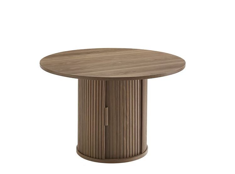 Eva - 5pc Dining Set - Round dining table with warm wood finish IFDC Furniture