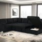 Left Hand Facing Black Sectional Sofa Bed With Large Lift-Up Storage 9095