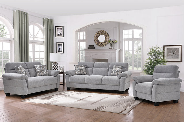 Lennox 3PC Sofa Set in Grey Fabric - IF-8025 IFDC Furniture