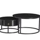 Set of 2 Coffee Table Marquina Black stone top Storage drawer- IF-2667 IFDC