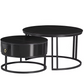 Set of 2 Coffee Table Marquina Black stone top Storage drawer- IF-2667 IFDC