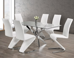 Zee 5PC Dining Set in Glass Table and White Chairs IFDC Furniture