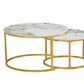 Set of 2 Coffee Table Pandora stone top | Gold frame - IF-2632 IFDC