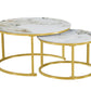 Set of 2 Coffee Table Pandora stone top | Gold frame - IF-2632 IFDC