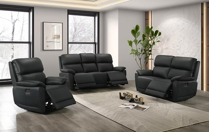 Elles Black Power Leather Reclining Sofa Collection IFDC Furniture