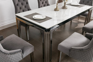 Vel 7PC Dining Set Ceramic MarbleTable IFDC Furniture