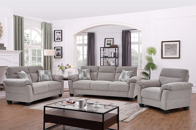 Lennox 3PC Sofa Set in Beige Fabric - IF-8026 IFDC Furniture