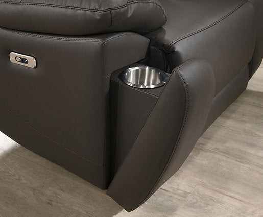 Reign 85" Top-Grain Genuine Leather Power Reclining Sofa Set with USB Ports IFDC Furniture