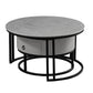 Set of 2 Coffee Table Armani Grey stone top  Storage drawer - IF-2668 IFDC