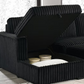 Left Hand Facing Black Sectional Sofa Bed With Large Lift-Up Storage 9095