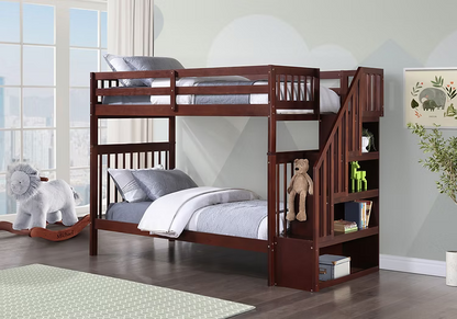 B-1845 (Single/Single) - Espresso Finish Bunk Bed