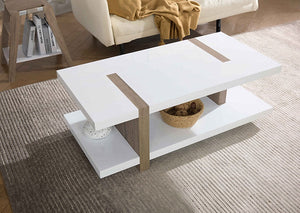 Modern coffee table | White wooden top with natural inserts- IF-3530 IFDC