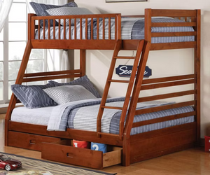 B-117H (Single/Double) - Honey/Oak Finish Bunk Bed